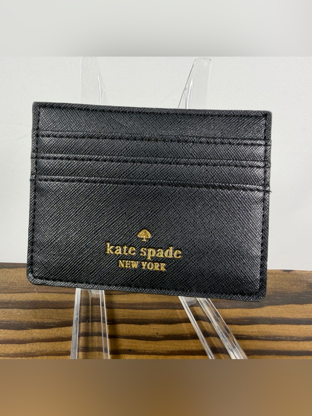 2161: Kate Spade New York Black Glitter Saffiano Leather Card Holder